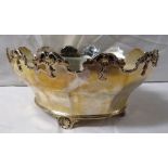 Silver bowl or verriere of oval shape with crenellated rim moulded with scallops, presentation
