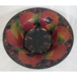 Moorcroft pomegranate bowl, height 8cm diameter 21cm, signature to base and stamped MOORCROFT