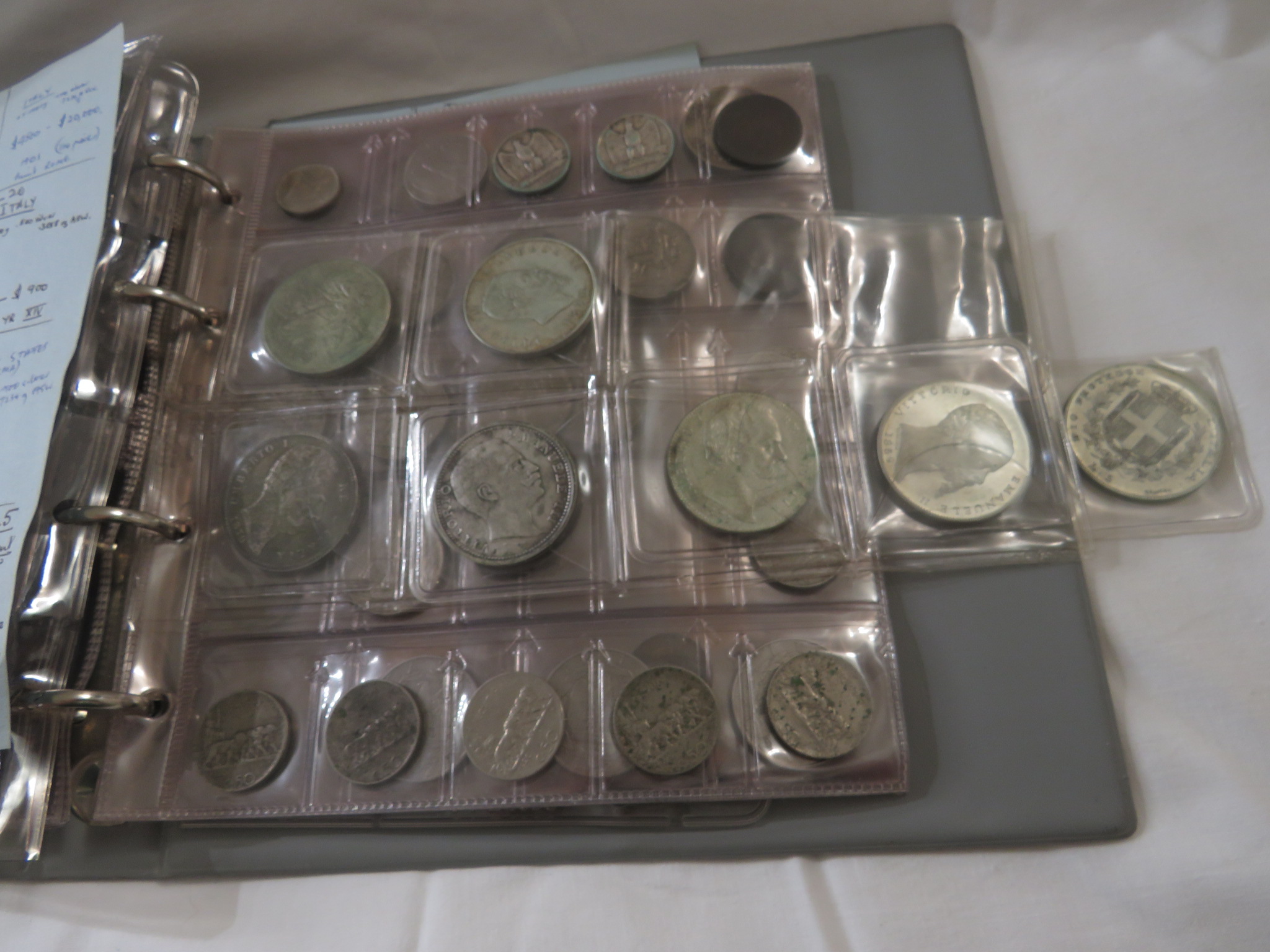 A black ring binder of crowns and silver, nickel silver and bronze foreign currency and other - Image 4 of 22