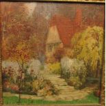 Cottage garden, oil on canvas laid down on board, signed Guy Lipscombe lower right, (29cm x 29cm),