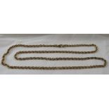 Yellow metal rope chain with clasp stamped 9ct, safety chain, length 76cm, 20.2g