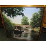 'The Canal', oil on canvas, signed Paul Butler lower right, (75cm x 75cm) framed, titled and dated