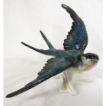 Karl Ens porcelain figure of a swallow, height 13.5cm, blue transfer factory mark