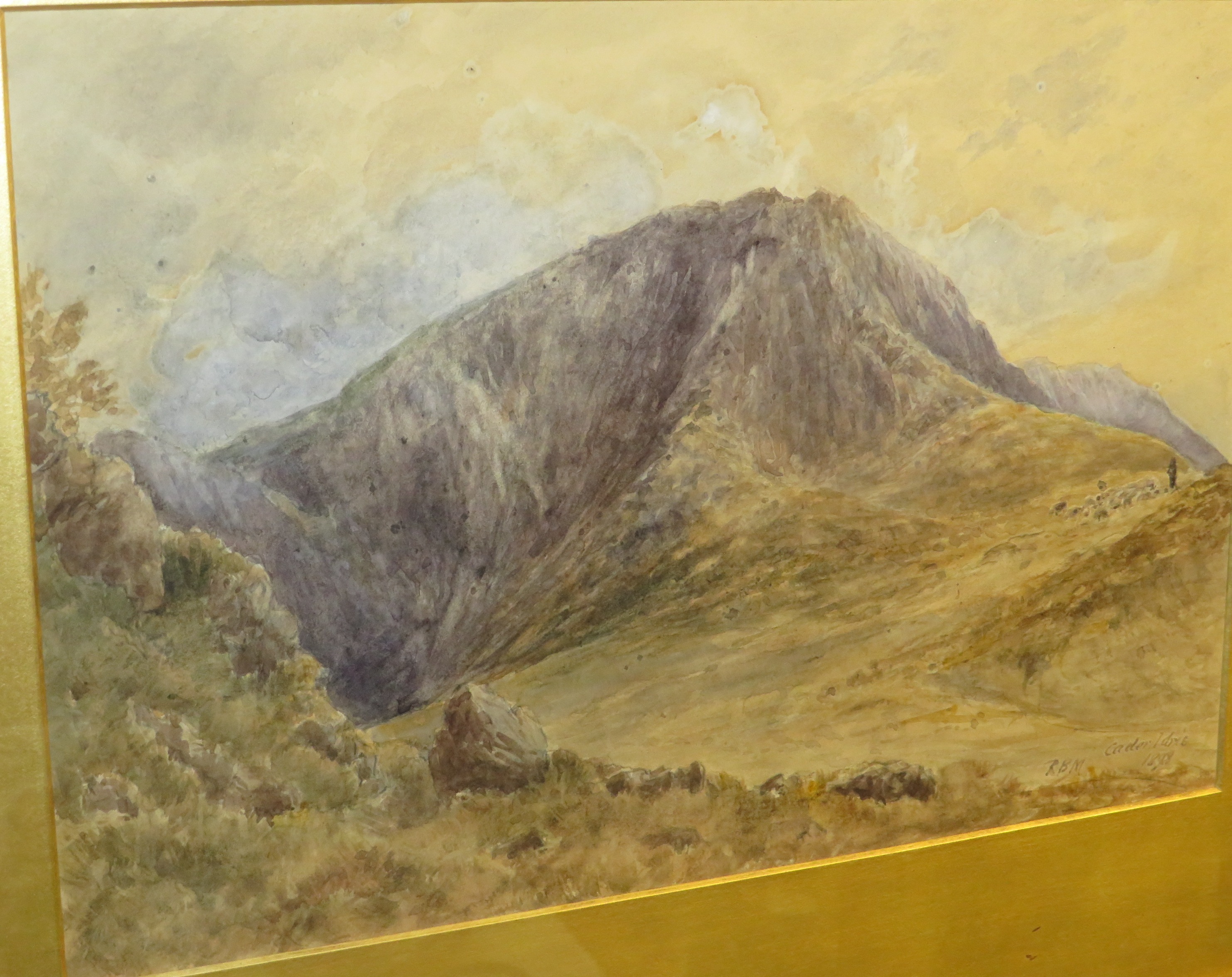 Cader Idris, watercolour, titled lower right, initialled RBM and dated 1898, (23cm x 34cm), F&G