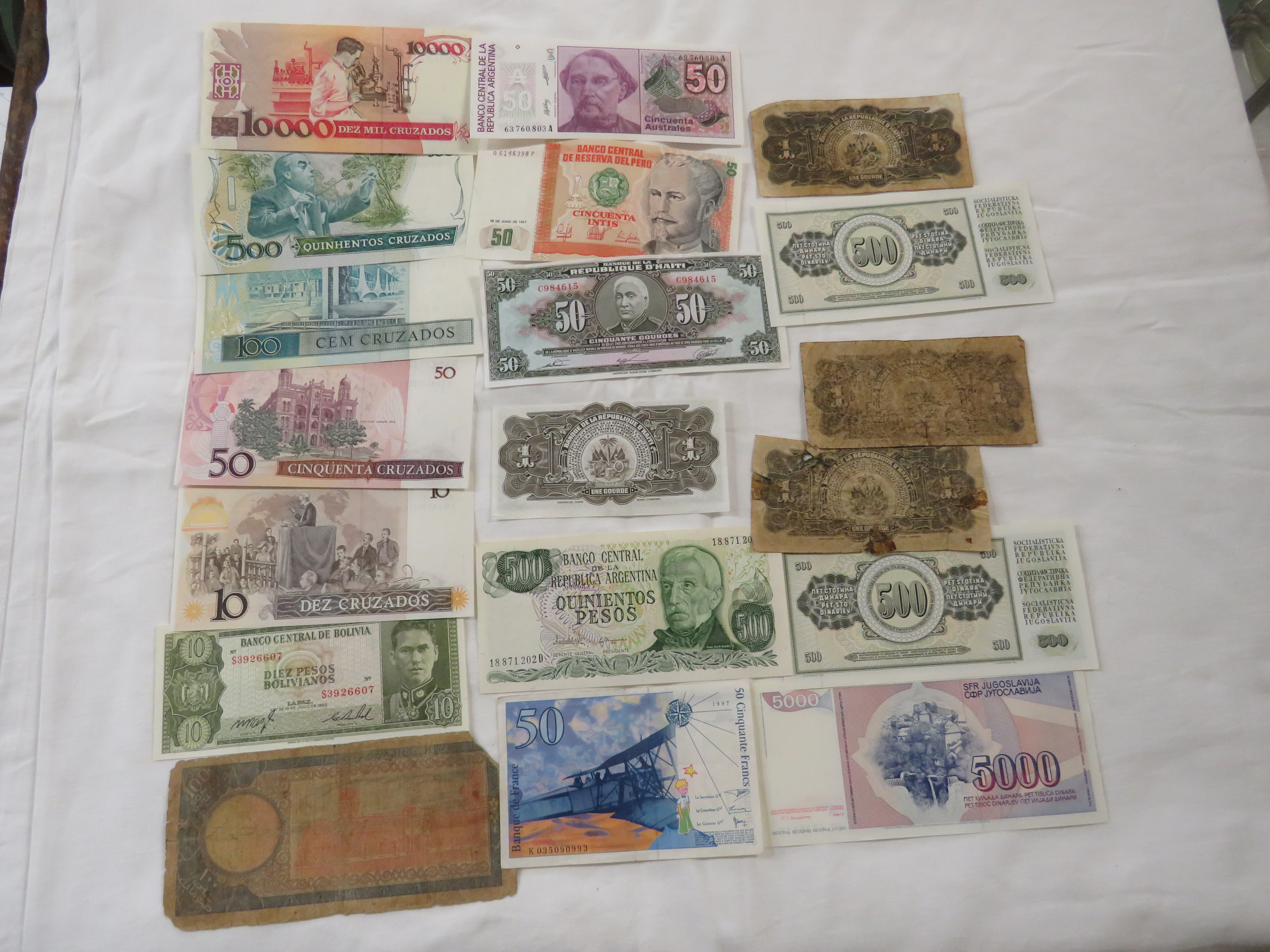 Five unused bank notes of Brazil (1000, 500, 100, 50 and 10 cruzados), unused Central Bank of - Image 2 of 2