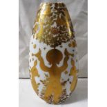 Rosenthal vase of flattened ovoid form, white porcelain gilded with man and woman amongst birds,