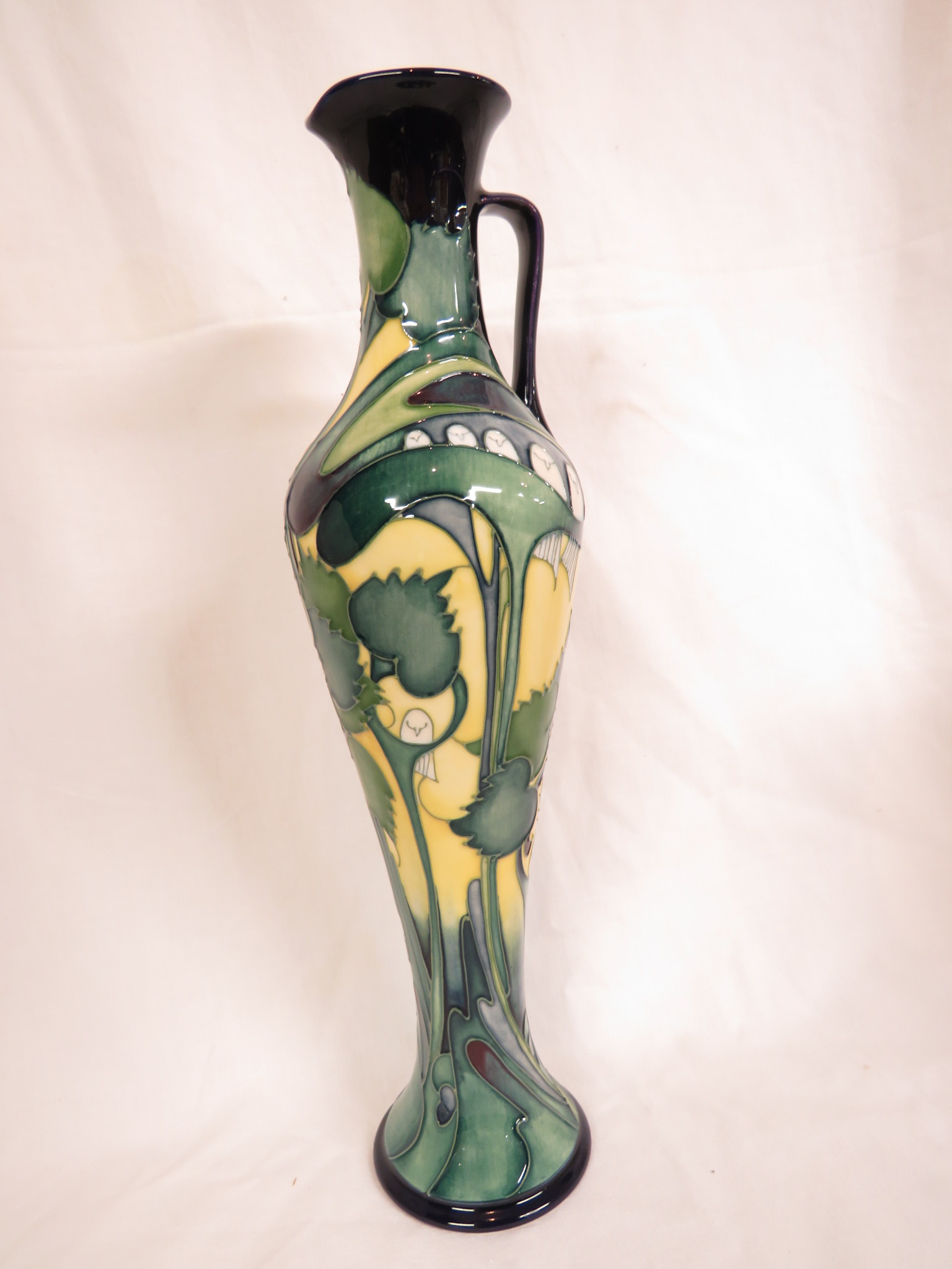 Moorcroft pottery ewer 'Tree Doves' pattern designed by Emma Bossons shape no 139/12, height 31.5cm, - Image 2 of 5