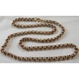 Yellow metal rolo neck chain with clasp stamped 9KT, length 51cm, 15.3g