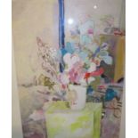 Still life with vase of flowers, mixed media, signed Jacquie Turner lower right, (59cm x 44cm) F&G