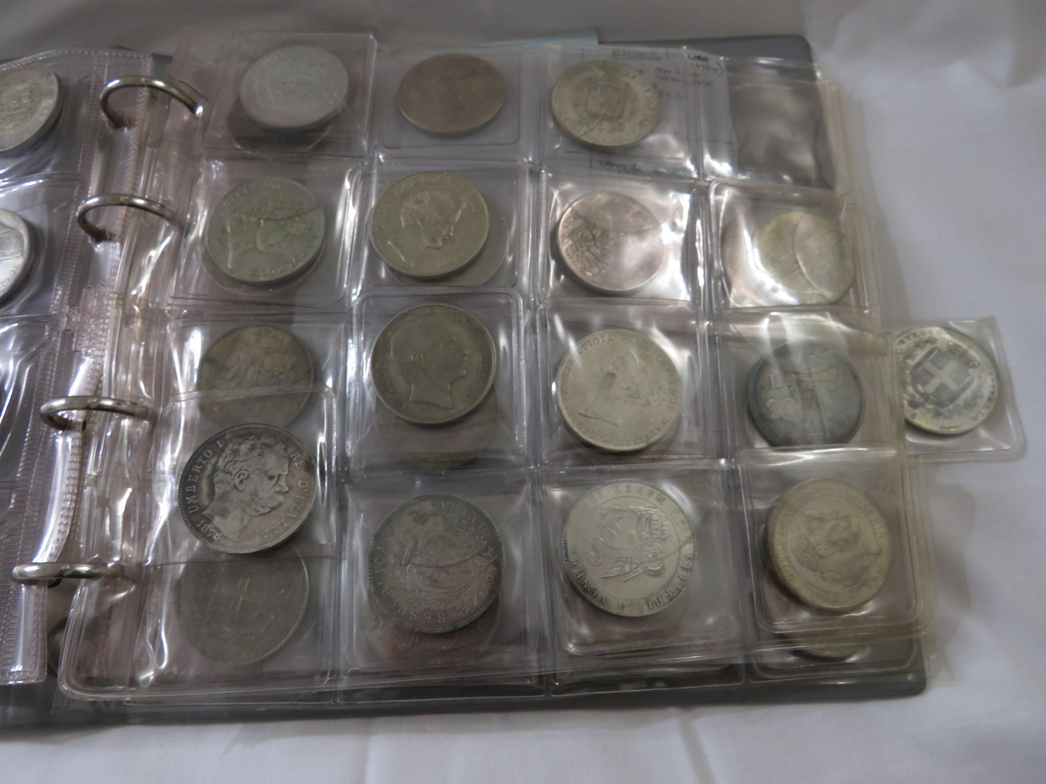 A black ring binder of crowns and silver, nickel silver and bronze foreign currency and other - Image 3 of 22