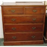 An Edwardian mahogany chest of two short over three long drawers with original brass handles, 120cm