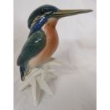 Karl Ens porcelain model of a kingfisher, height 11.5cm, blue transfer factory mark, impressed