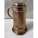 Silver pounce pot modelled as a tankard, marks for London, 1886, maker's stamp Hukin & Heath (John