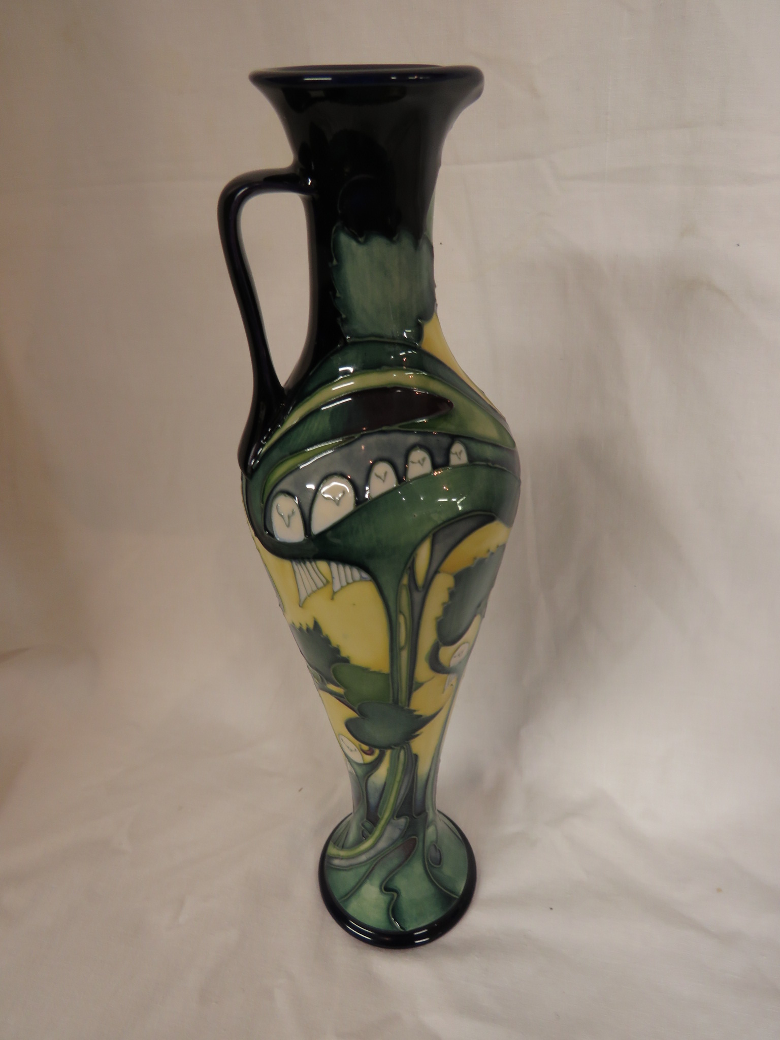 Moorcroft pottery ewer 'Tree Doves' pattern designed by Emma Bossons shape no 139/12, height 31.5cm, - Image 4 of 5