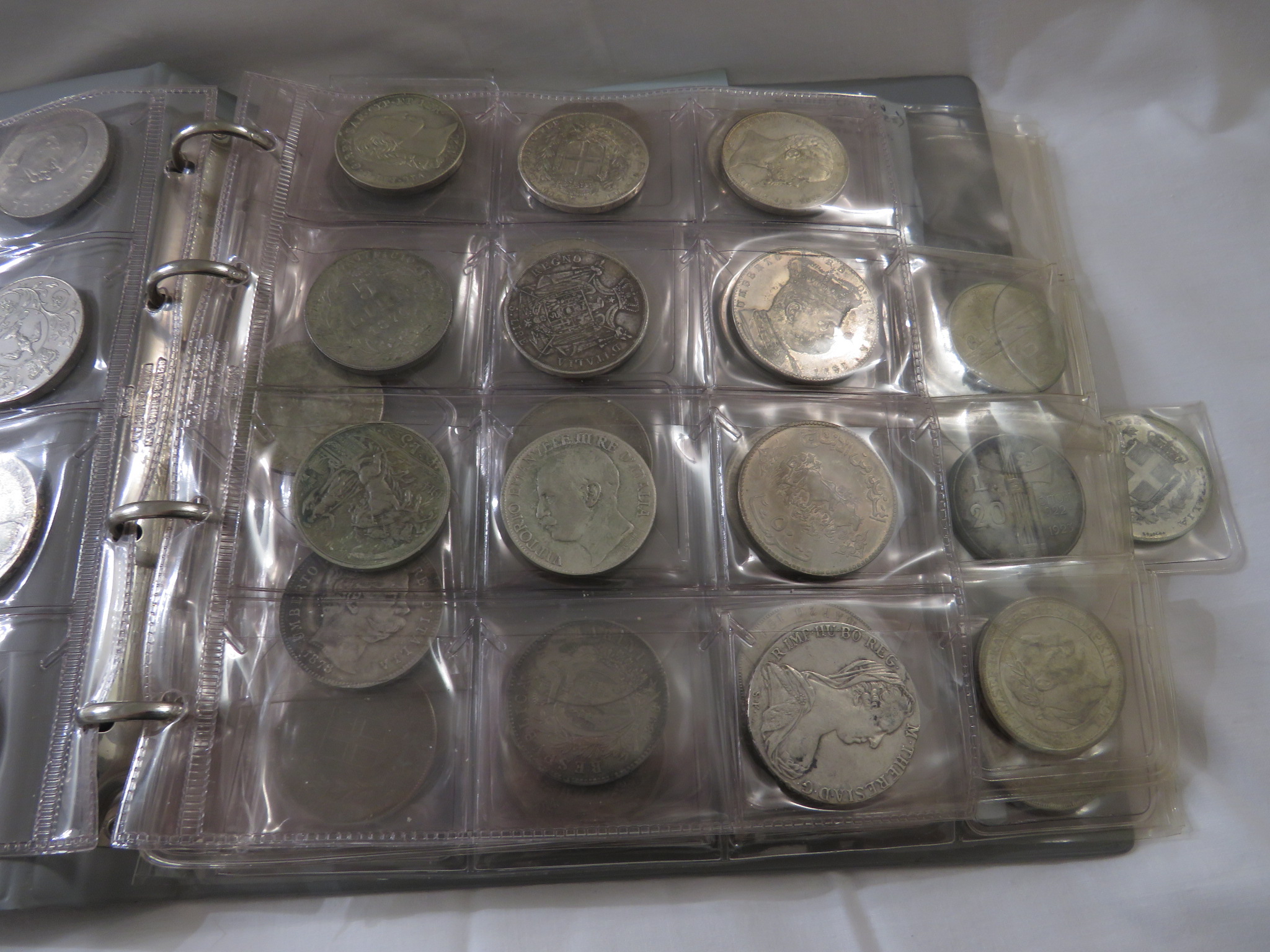 A black ring binder of crowns and silver, nickel silver and bronze foreign currency and other - Image 2 of 22