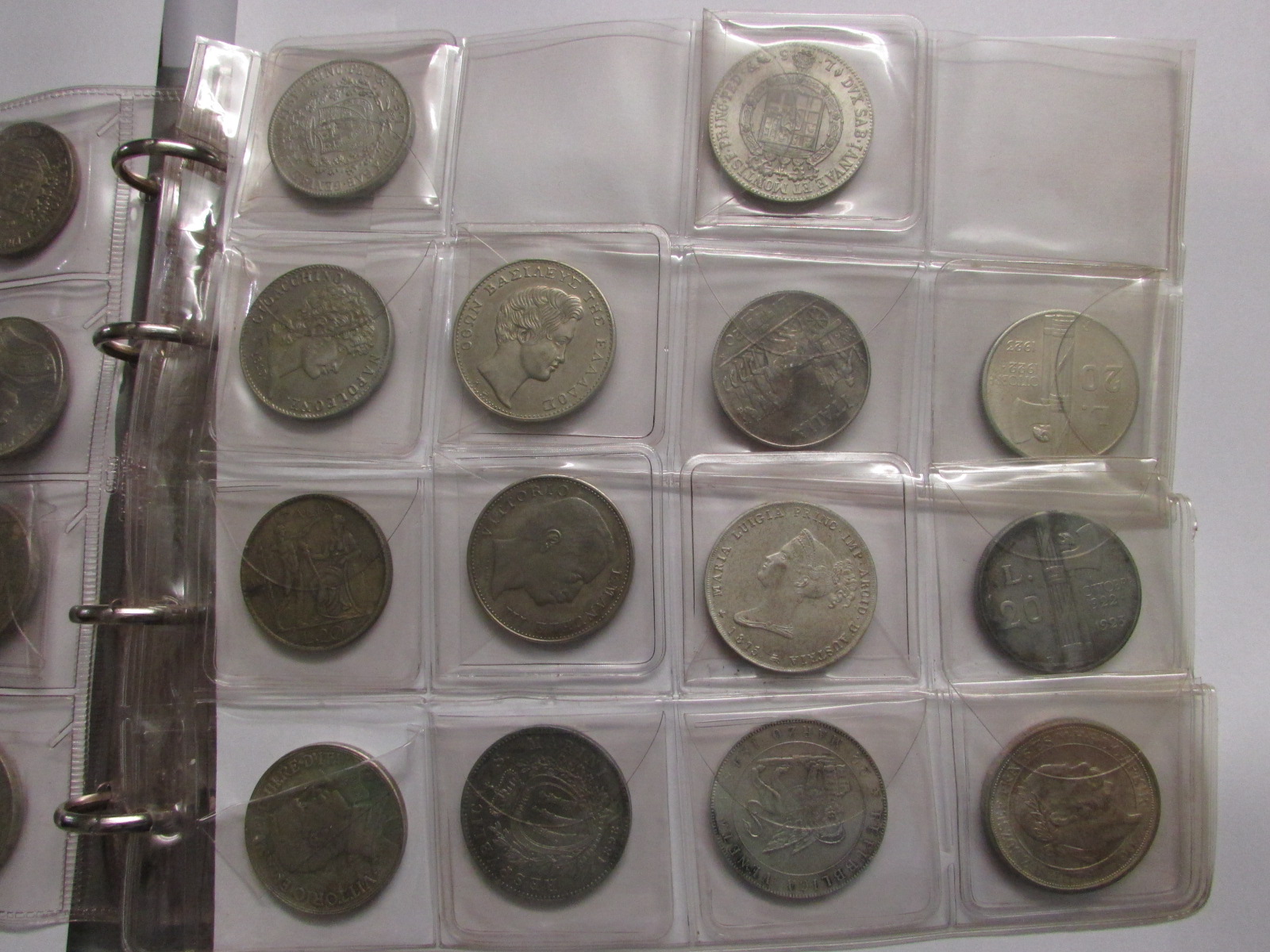 A black ring binder of crowns and silver, nickel silver and bronze foreign currency and other - Image 9 of 22