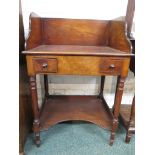 Early 19th century mahogany washstand with two narrow drawers to the frieze, standing on turned legs