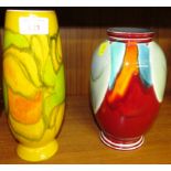 TWO POOLE POTTERY COLOURED VASES