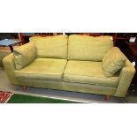 SOFA WORKSHOP CONTEMPORARY LARGE TWO SEATER SOFA IN PALE GREEN UPHOLSTERY WITH LIGHTWOOD LEGS