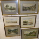 Six late 19th century watercolour landscapes bearing the monogram AT and one signed Arthur