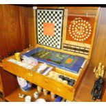 Games compendium - table top croquet, dice shakers, cribbage board, dominoes, Chad Valley Halma