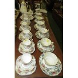 ROYAL ALBERT 'PETIT POINT CHINA' PART COFFEE SERVICE AND BOOTHS 'FLORADORA' TEA CUPS AND SIDE