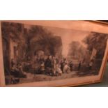 19th century engraving depicting a Punch and Judy show with a group of onlookers (65cm x 121cm) in a