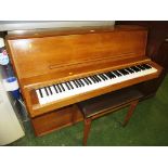 LINDNER UPRIGHT PIANO WITH LIGHT WOOD CASE AND PIANO STOOL