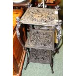 BLACK PAINTED CAST METAL THREE TIER STAND