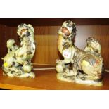 TWO CARVED STONE ORIENTAL DRAGONS (A/F)