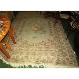 LARGE GREY AND PALE GREEN GROUND PATTERNED FLOOR RUG