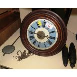 WOODEN CASED CHIMING WALL CLOCK (A/F)