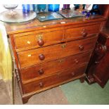 19TH CENTURY OAK VENEERED CHEST OF TWO SHORT OVER THREE LONG DRAWERS