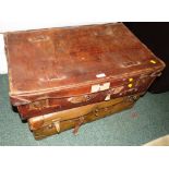 TWO VINTAGE LEATHER TRAVEL CASES (A/F)