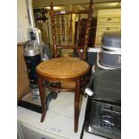 MAHOGANY FRAMED SPINDLE BACKED SIDE CHAIR WITH RATTAN SEAT