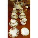 ROYAL ALBERT 'OLD COUNTRY ROSES' PART TEA SERVICE INCLUDING TEAPOT, CUPS, SAUCERS AND MILK JUG