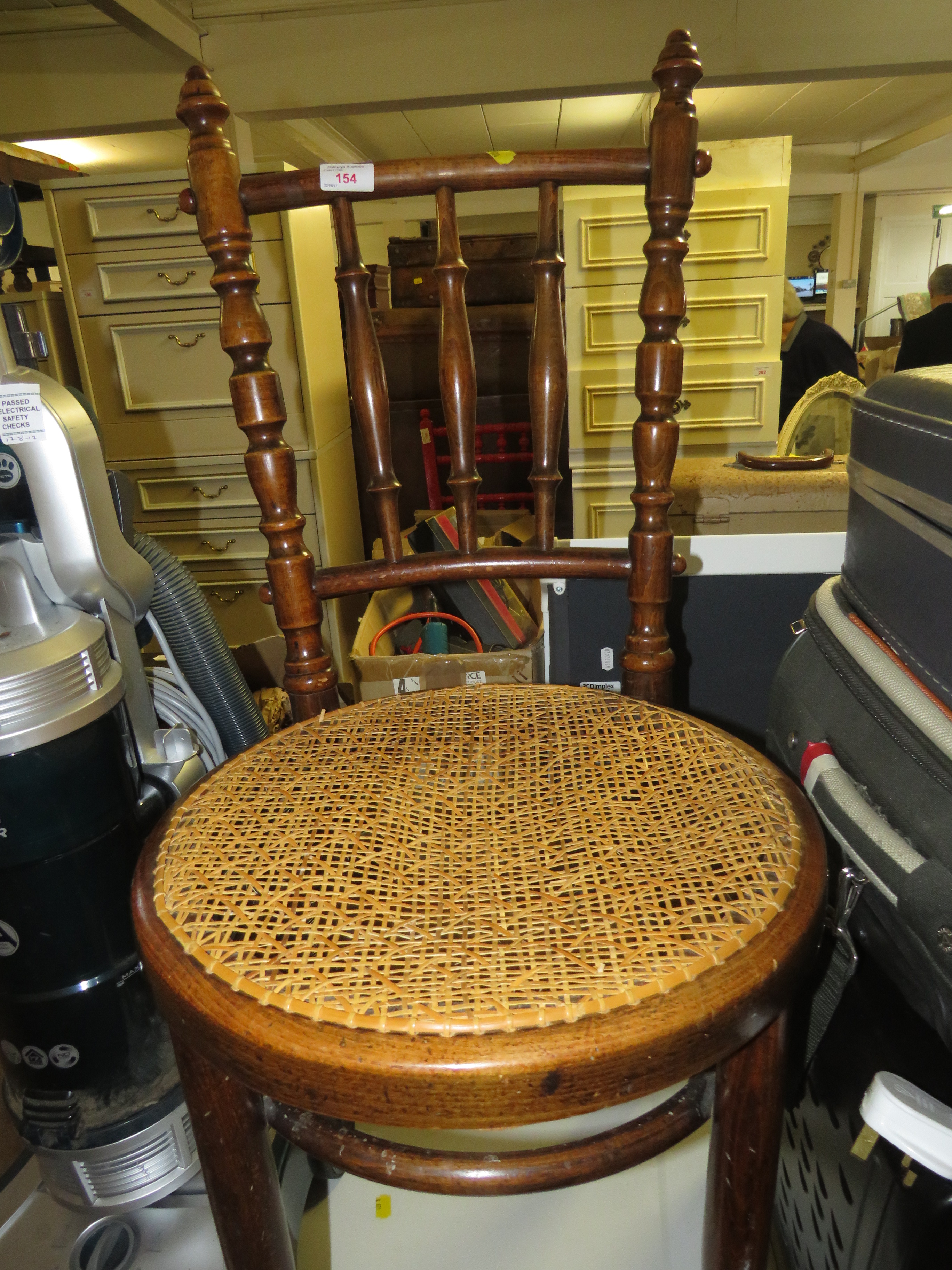 MAHOGANY FRAMED SPINDLE BACKED SIDE CHAIR WITH RATTAN SEAT - Image 2 of 3