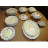 JOHN TAMS LTD PART DINNER SERVICE INCLUDING PLATES, LIDDED TUREENS, AND CHARGERS, ALL WITH GREEN