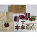 WWII GROUP OF FOUR MEDALS WITH PACIFIC CLASP, 1939 - 1945 STAR, THE BURMA STAR, WAR MEDAL 1939 -