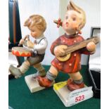 TWO HUMMEL FIGURES GIRL WITH BANJO (A/F) AND BOY WITH DRUMS