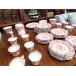LARGE QUANTITY OF MINTONS 'DENMARK' DINNER AND TEA WARE INCLUDING PLATES, CUPS AND SAUCERS
