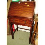 SMALL SINGLE DRAWER MAHOGANY BUREAU ON LEGS