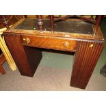 ART DECO STYLE OAK DESK WITH SINGLE DRAWER AND OPEN SHELVES TO SIDES (A/F)