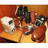 BELL AND HOWELL 8MM CINE CAMERA WITH CASE, KODAK RETINETTE FILM CAMERA WITH CASE, KODAK BROWNIE