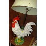 ITALIAN MADE FIGURAL POTTERY TABLE LAMP IN FORM OF WHITE COCKEREL (NEEDS ATTENTION)