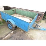 LARGE TRAILER WITH BLUE PAINTED WOODEN PANELS (A/F)