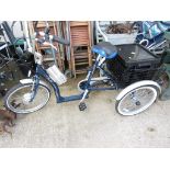 MISSION SOLO ELECTRIC TRIKE WITH REAR BASKET AND BLACK PLASTIC BOX WITH LID (CHARGER AND MANUAL IN