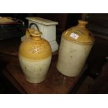 TWO VINTAGE STONEWARE BOTTLES - ONE MARKED TIVERTON AND OTHER MARKED EXETER