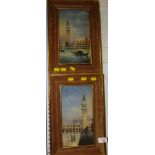 TWO FRAMED OIL PAINTINGS OF VENICE (ST MARKS SQUARE AND CANAL) BOTH SIGNED LOWER LEFT