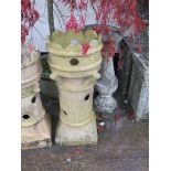 LIGHT COLOURED TERRACOTTA CHIMNEY POT WITH SEMICIRCULAR DECORATION TO RIM